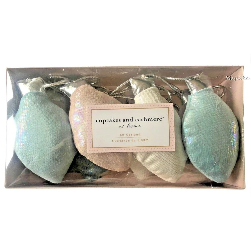 Cupcakes & Cashmere Shimmer Pastel Garland Light Bulb Holiday Christmas 6 FT